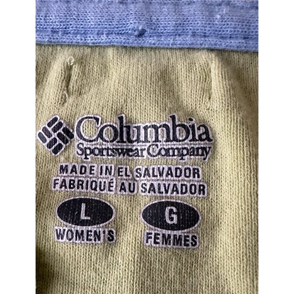 COLUMBIA Womens V Neck Cap Sleeve Graphic T Shirt Large Lime Green Cotton - Picture 6 of 10